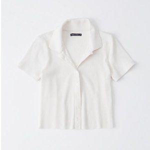 Abercrombie & Fitch Preppy Short-Sleeve Ribbed Polo Top, Size S